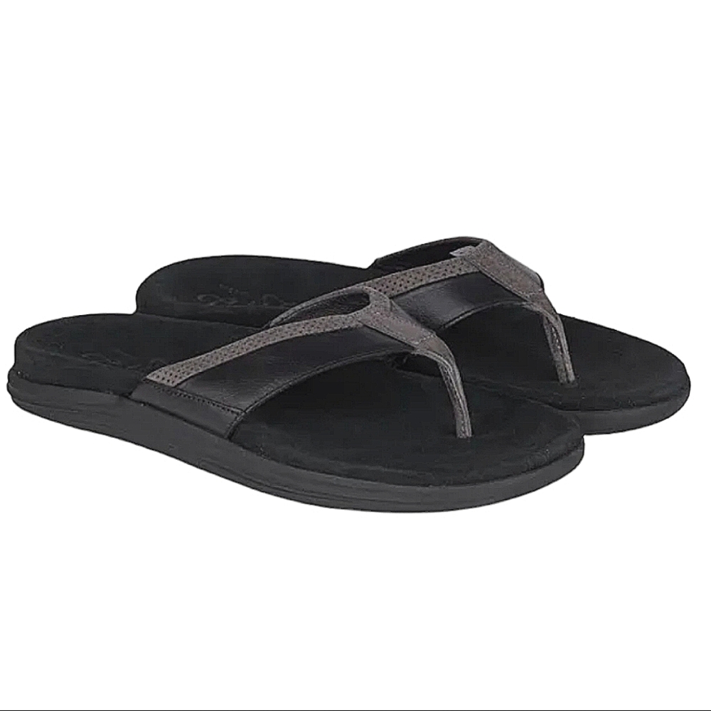 Sperry Men's Size 8 Gold Cup Leather Black Amalfi Flip Flop Slip On Sandals
